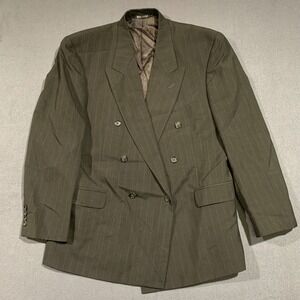 Kilburne and Finch Mens 43R‎ Gray Pinstripe Double Breasted Blazer Wool Blend